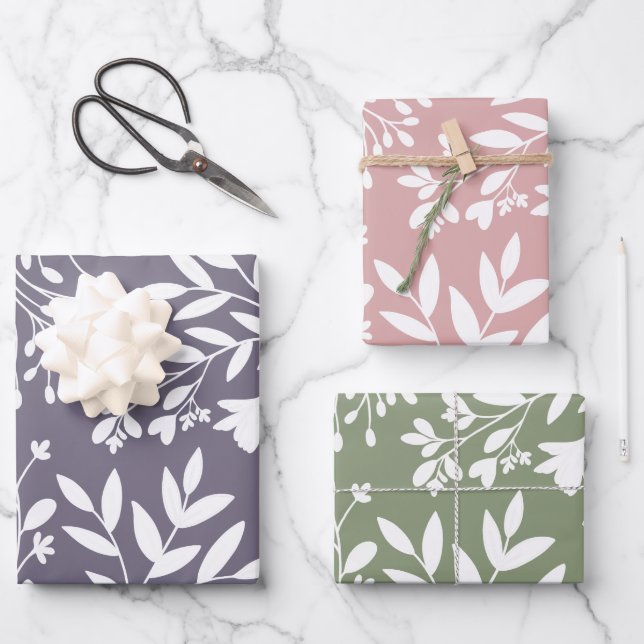 Hoja De Papel De Regalo Sueños de pradera floral Siluetas botánicas (Anverso)