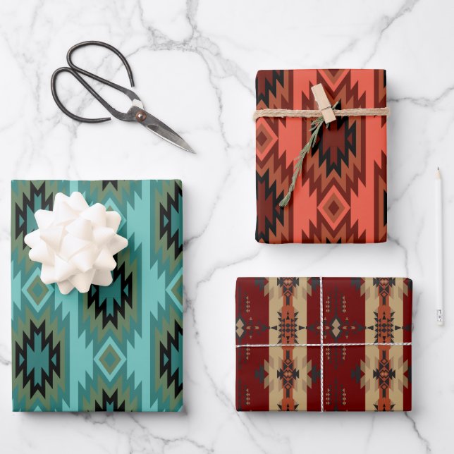 Hoja De Papel De Regalo Sueños del Suroeste: un gráfico de patrones geomét (Anverso)