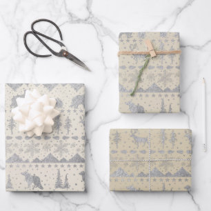 Hoja De Papel De Regalo Suéter nórdico Neutral Beige Plata Animales de Inv