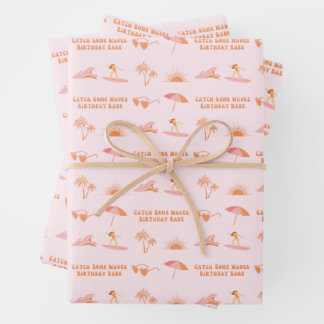 Hoja De Papel De Regalo Sufer Chica Cumpleaños Regalo