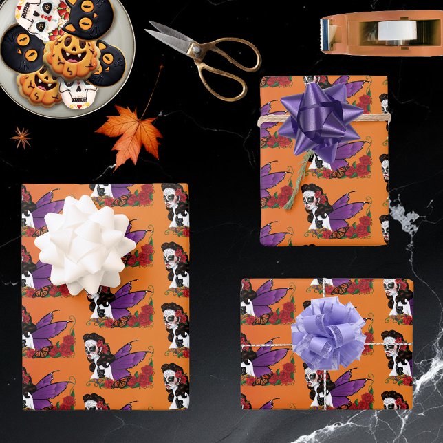 Hoja De Papel De Regalo Sugar Skulls Fairy Sunset (Subido por el creador)