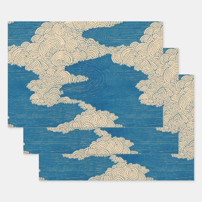 Hoja De Papel De Regalo Summer, Clouds and Ripples (Set)