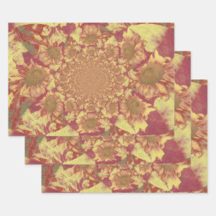 Hoja De Papel De Regalo Sunflower Color amarillo color agua Arte floral