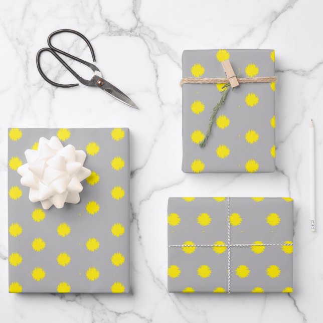 Hoja De Papel De Regalo Sunny Splatter Polka Dot Pattern (Anverso)