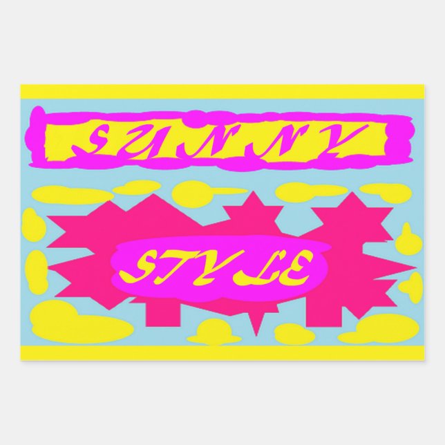 HOJA DE PAPEL DE REGALO SUNNY STYLE DISEÑE PINK LEMON BLUE (Anverso)