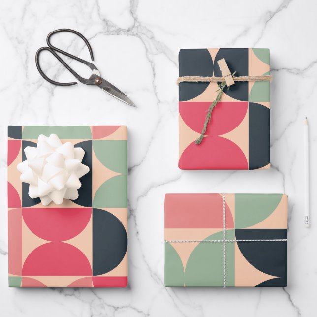 Hoja De Papel De Regalo Sunset de verano moderno de mediados del siglo (Anverso)