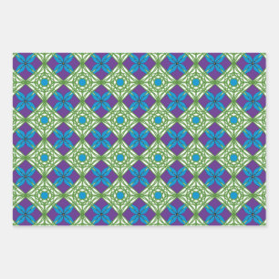 Hoja De Papel De Regalo Sunset verde azul