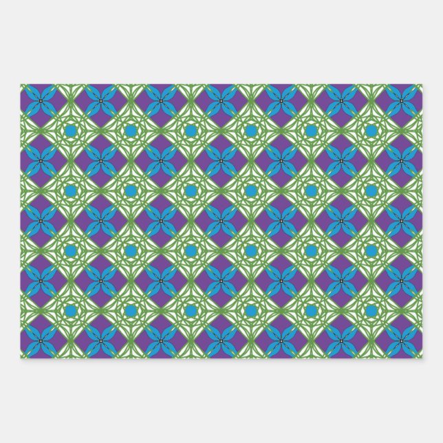 Hoja De Papel De Regalo Sunset verde azul (Anverso 2)