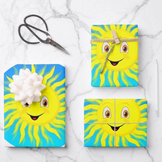 Hoja De Papel De Regalo Sunshine Happy Face (Anverso)