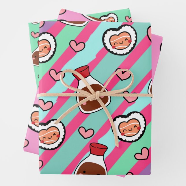 Hoja De Papel De Regalo Súper lindo Kawaii Sushi (In situ)