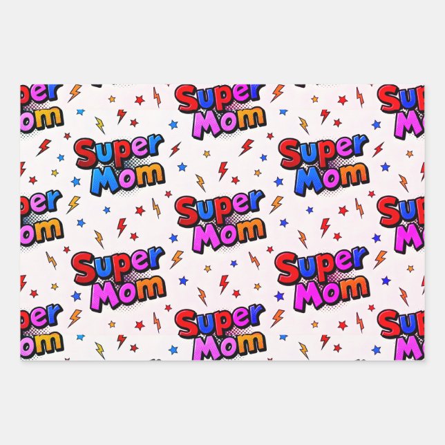 Hoja De Papel De Regalo Super Mamá (Anverso 3)