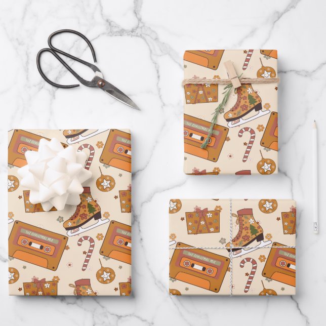 Hoja De Papel De Regalo Superfloral Retro Christmas Joy (Anverso)