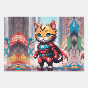 Hoja De Papel De Regalo Superhéroe Kitty