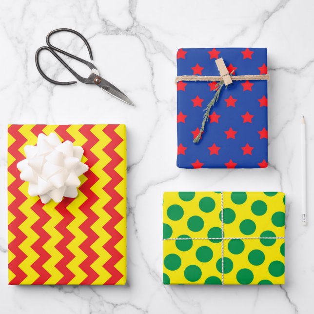 Hoja De Papel De Regalo Superheroína cómica Zig Zag tiñe de diversión colo (Anverso)