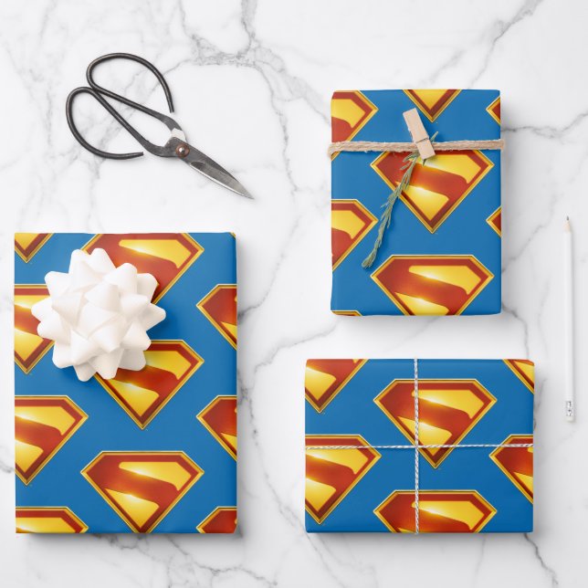 Hoja De Papel De Regalo Superman Golden S Shield Brilliance (Anverso)