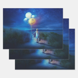 Hoja De Papel De Regalo Surrealista moviéndose hacia su futuro