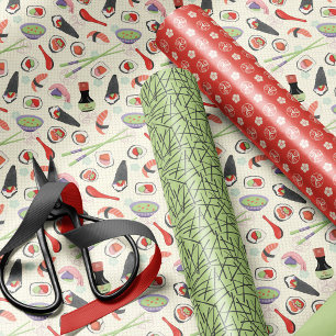 Hoja De Papel De Regalo Sushi, símbolos japoneses, palillos