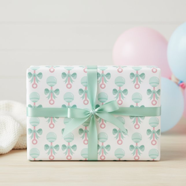 Hoja De Papel De Regalo Sweet Baby Rattle Gift (Sweet Baby Rattle Gift Wrap)