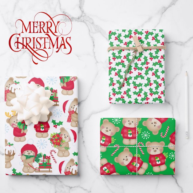 Hoja De Papel De Regalo Sweet Teddy Bears 3 Navidades de coordinación (Subido por el creador)