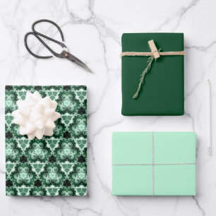 Hoja De Papel De Regalo Swirl Evergreen con sólidos