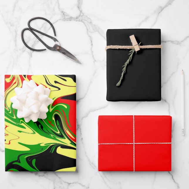 Hoja De Papel De Regalo Swirls Afrocéntrico (Anverso)