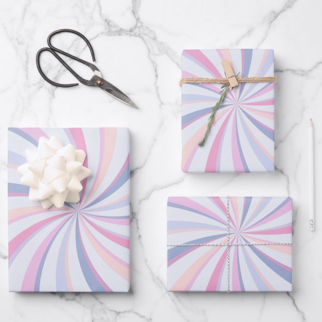 Hoja De Papel De Regalo Swirls Peach Blue Rosa (Anverso)
