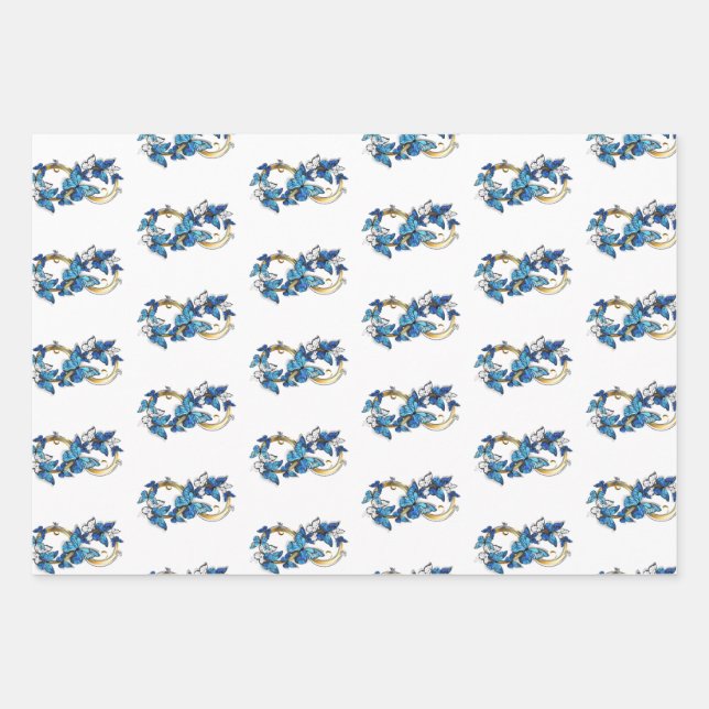Hoja De Papel De Regalo Symbol Infinity of Blue Morpho Butterflies (Anverso)