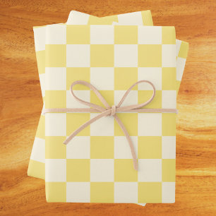 Hoja De Papel De Regalo Tablero de cheques amarillo