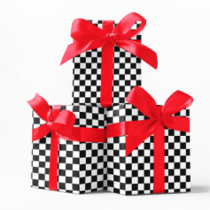 Hoja De Papel De Regalo Tablero negro y blanco