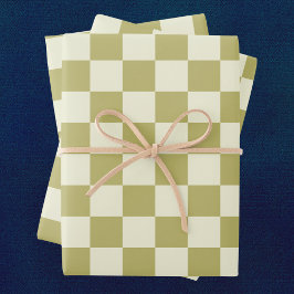 Hoja De Papel De Regalo Tablero oscuro de caqui y beige