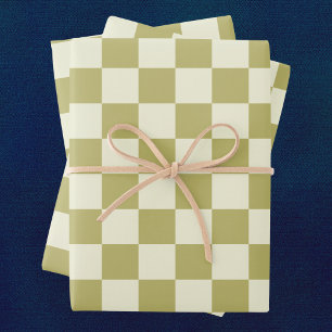 Hoja De Papel De Regalo Tablero oscuro de caqui y beige