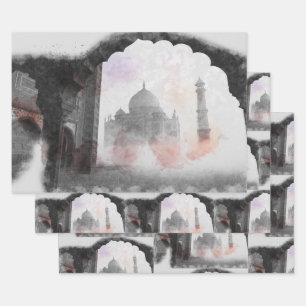 Hoja De Papel De Regalo Taj Mahal Postcard Vintage Travel