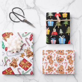 Hoja De Papel De Regalo Tambor de árbol de Navidad lindo patrón de pan de 