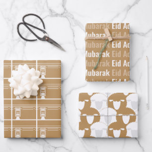 Hoja De Papel De Regalo Tan Eid Adha Mubarak Kaaba Patrón de ovejas