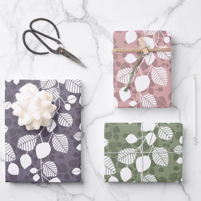 Hoja De Papel De Regalo Tangled Foliage Canopy Modern Botanical Silhouette (Anverso)