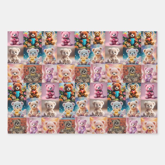 Hoja De Papel De Regalo Tantos Osos De Teddy (Anverso 2)