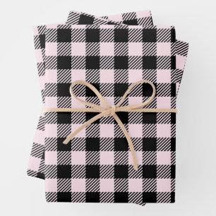 Hoja De Papel De Regalo Tapado De Búfalo Negro Y Rosa De bonito