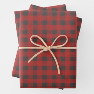 Hoja De Papel De Regalo Tapado de búfalo rojo y gris