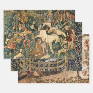 Hoja De Papel De Regalo Tapices del Unicornio Defensa Medieval Caza Clásic