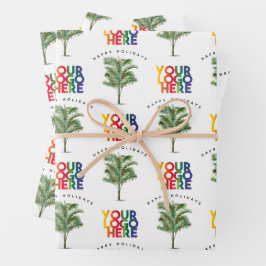 Hoja De Papel De Regalo Tarjeta de Navidades de vacaciones con logotipo de