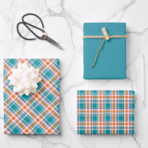 Hoja De Papel De Regalo Tartan a cuadros de azul aguamarina caribeño y azu