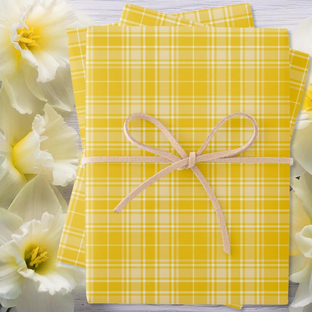 Hoja De Papel De Regalo Tartán - Amarillo oscuro a amarillo pastel (Tartan - Dark Yellow to Pastel Yellow Wrapping Paper Sheets by Leapfroglisics Shop)