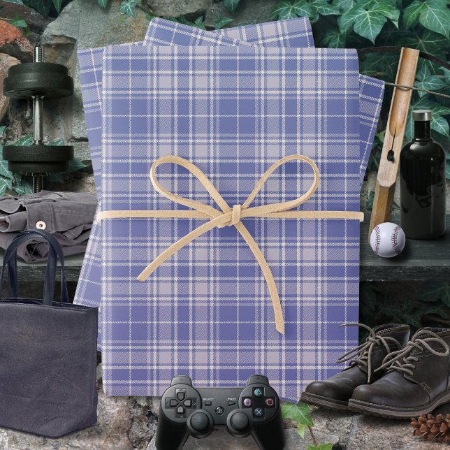 Hoja De Papel De Regalo Tartán - Blanco morado-mauve-cemento oscuro (Tartan - Dark Purple-Mauve-Cement White Wrapping Paper Sheets by Leapfroglisics Shop)