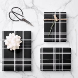Hoja De Papel De Regalo Tartán de placa negra