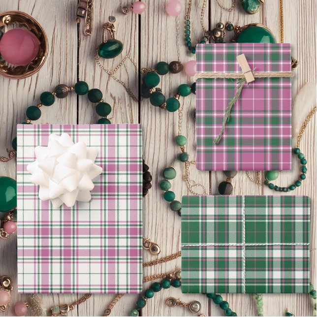 Hoja De Papel De Regalo Tartán - Diferente verde rosado-esmeralda Rosa de  (Tartan - Ivory-Rose Pink-Emerald Green Different Wrapping Paper Sheets by Leapfroglisics Shop)