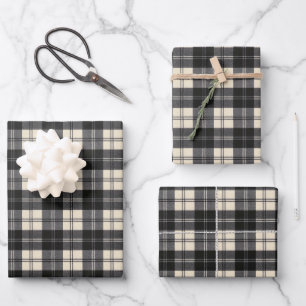 Hoja De Papel De Regalo Tartán erskine negro y blanco moderno