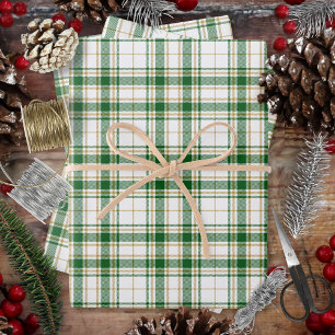 Hoja De Papel De Regalo Tartán - Oro blanco-verde-caramelo