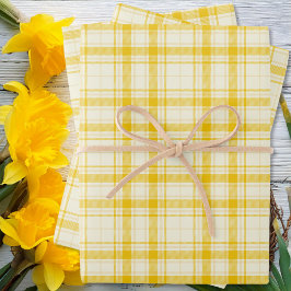 Hoja De Papel De Regalo Tartán - Pastel amarillo a amarillo oscuro