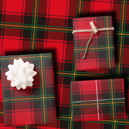 Hoja De Papel De Regalo Tartan Plaid Navideño Clásico Rojo y Verde
