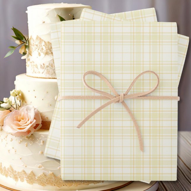 Hoja De Papel De Regalo Tartán - Varias tonadas de amarillo pastel (Tartan - Several Hues of Pastel Yellow Wrapping Paper Sheets by Leapfroglisics Shop)